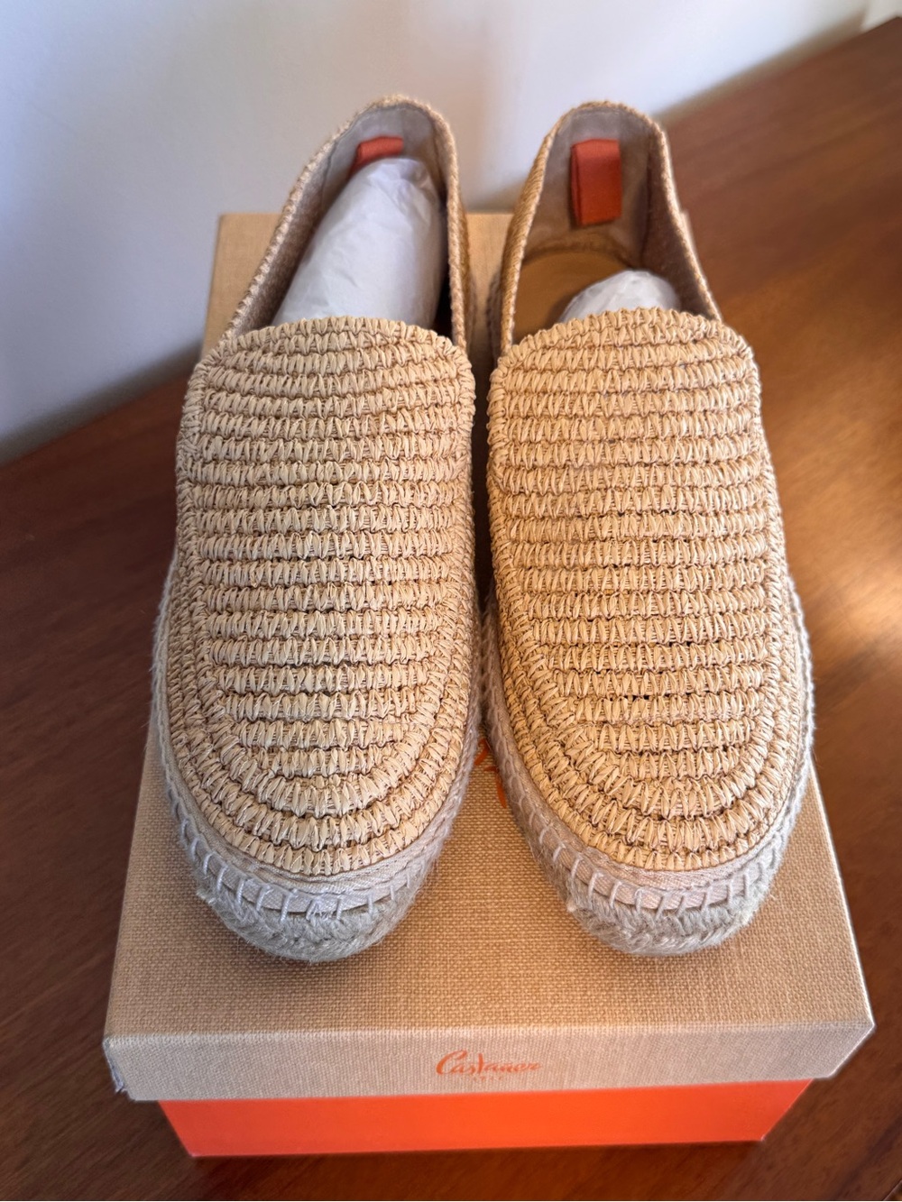 NIB Castañer Joaquin Natural Raffia Espadrille Loafers Men’s 42 US 8